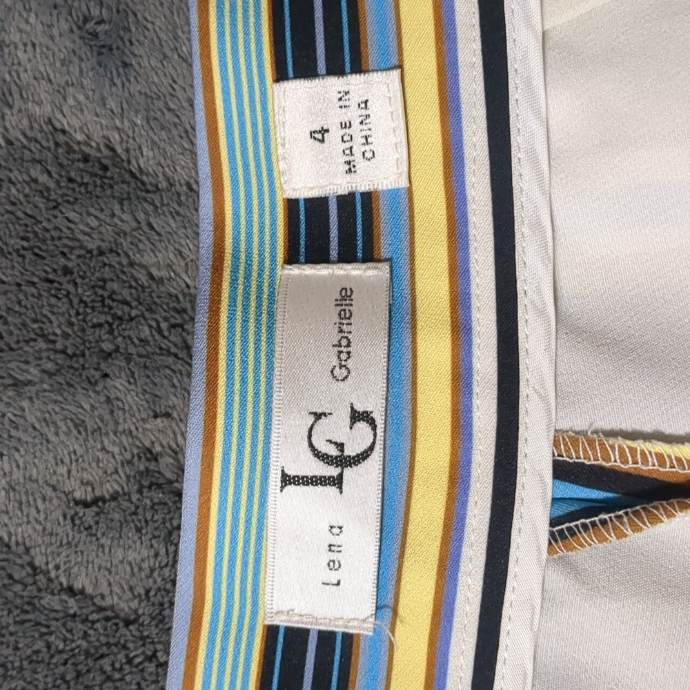 Lena Gabrielle Multi Color Striped Belted Wide Leg Pants size 4 - Picture 3 of 8